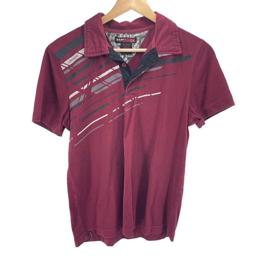 Tony Hawk youth boys Polo Shirt 100% Cotton Button Graphic Print Short Sleeve Re
